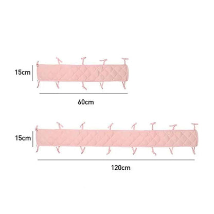 Pink quilted baby crib bumper in 60cm and 120cm sizes for safe, cozy sleep