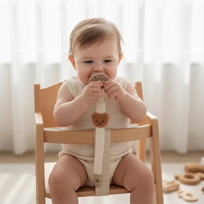 Attache tétine bébé avec ornement ourson décoratif, design amusant et élégant
