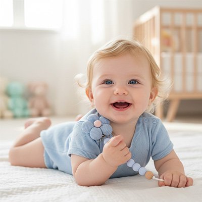 Attache tétine bébé avec perles en silicone alimentaire sans BPA, contact buccal sécurisé