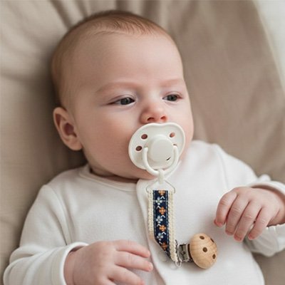 Attache tétine bébé en bois naturel non toxique, accessoire écologique doux et sécurisé