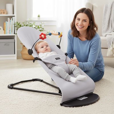 Balancelle bebe transat avec jouets suspendus, siège éveil confortable et sécurisé