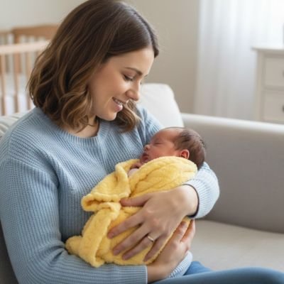 Couverture bébé jaune tendre multifonction, plaid nouveau-né doux pour berceau, sortie et toutes saisons.