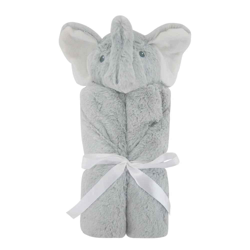 Couverture éléphant doux en gris