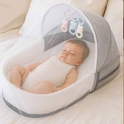 Lit bebe de voyage en tissu respirant lavable