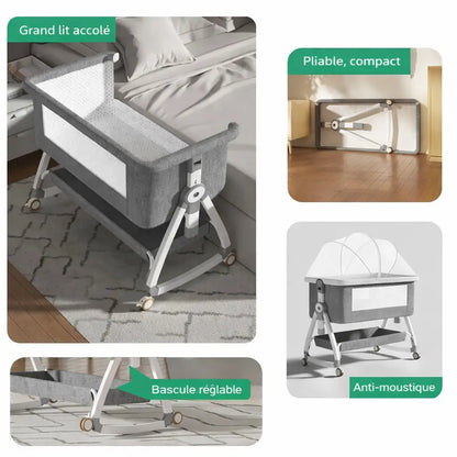 Lit cododo bébé avec matelas confortable et moustiquaire