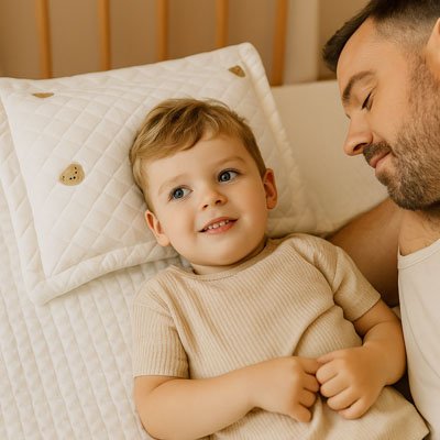 Oreiller bébé blanc garnissage respirant sécurisé